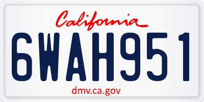 CA license plate 6WAH951