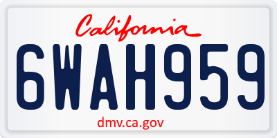 CA license plate 6WAH959