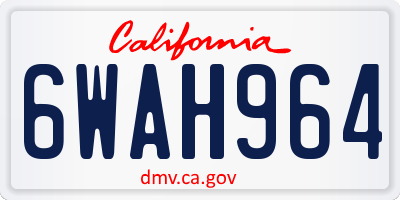 CA license plate 6WAH964