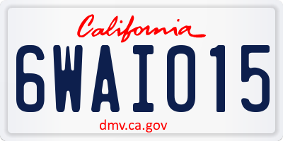 CA license plate 6WAI015