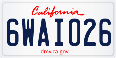 CA license plate 6WAI026