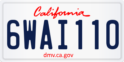 CA license plate 6WAI110