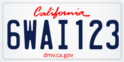 CA license plate 6WAI123