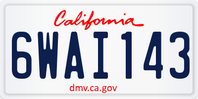 CA license plate 6WAI143