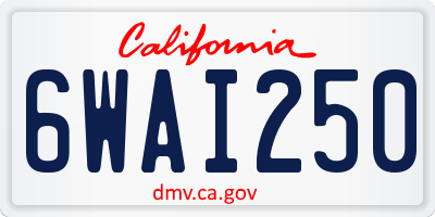 CA license plate 6WAI250