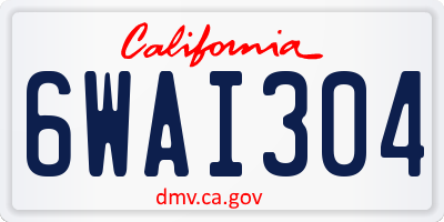 CA license plate 6WAI304