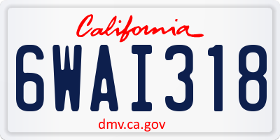 CA license plate 6WAI318