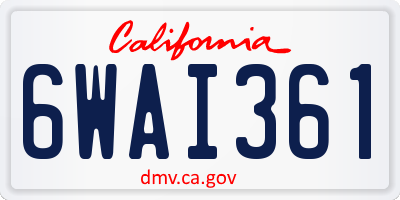 CA license plate 6WAI361