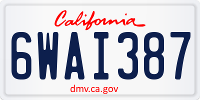 CA license plate 6WAI387