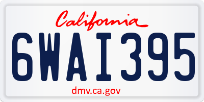 CA license plate 6WAI395