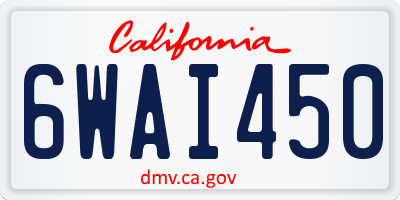 CA license plate 6WAI450