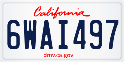 CA license plate 6WAI497