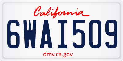 CA license plate 6WAI509