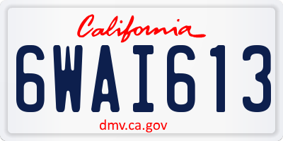 CA license plate 6WAI613