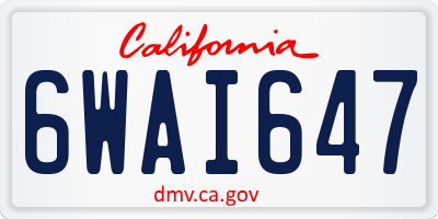 CA license plate 6WAI647