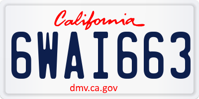 CA license plate 6WAI663