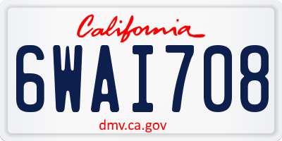 CA license plate 6WAI708