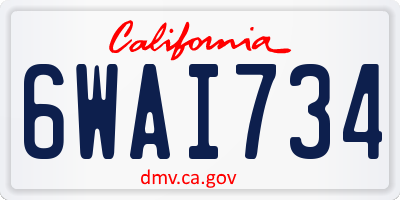 CA license plate 6WAI734