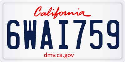 CA license plate 6WAI759