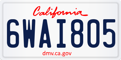 CA license plate 6WAI805