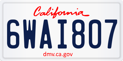 CA license plate 6WAI807