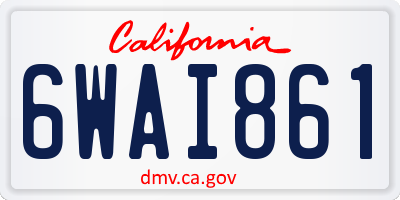 CA license plate 6WAI861