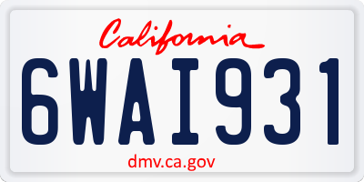 CA license plate 6WAI931