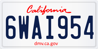 CA license plate 6WAI954