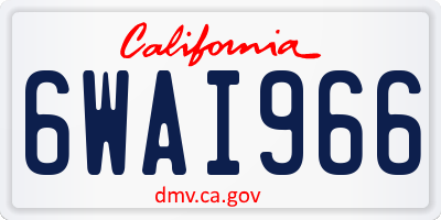 CA license plate 6WAI966