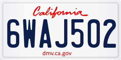 CA license plate 6WAJ502