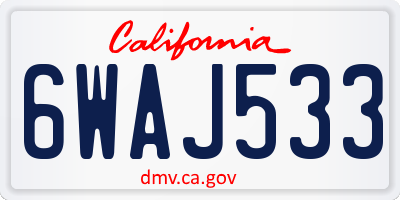 CA license plate 6WAJ533