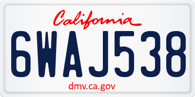 CA license plate 6WAJ538
