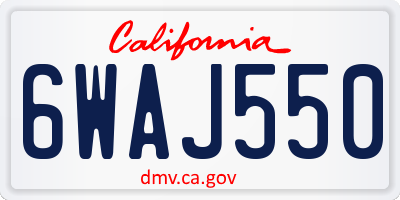 CA license plate 6WAJ550