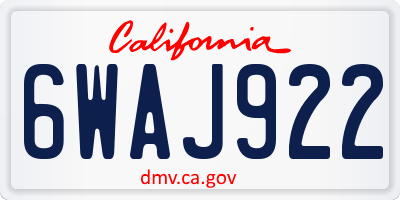 CA license plate 6WAJ922