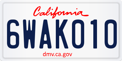 CA license plate 6WAK010