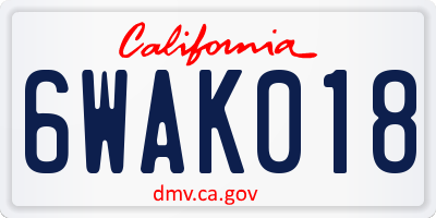 CA license plate 6WAK018