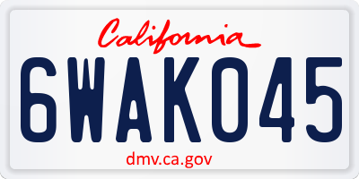 CA license plate 6WAK045