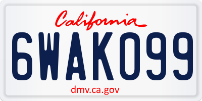 CA license plate 6WAK099