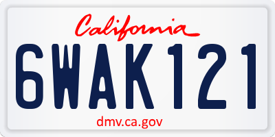 CA license plate 6WAK121