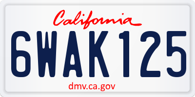 CA license plate 6WAK125