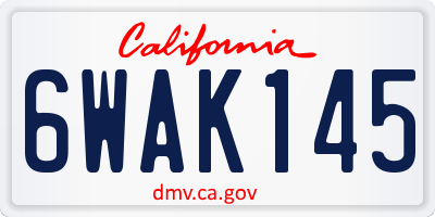 CA license plate 6WAK145