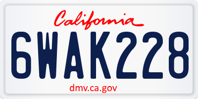 CA license plate 6WAK228