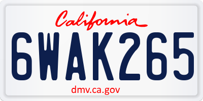 CA license plate 6WAK265