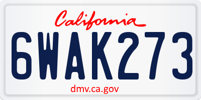 CA license plate 6WAK273