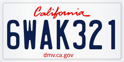 CA license plate 6WAK321