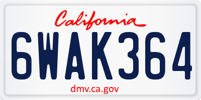 CA license plate 6WAK364