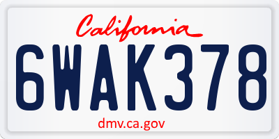 CA license plate 6WAK378