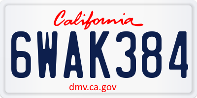 CA license plate 6WAK384
