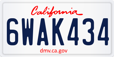 CA license plate 6WAK434
