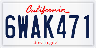 CA license plate 6WAK471